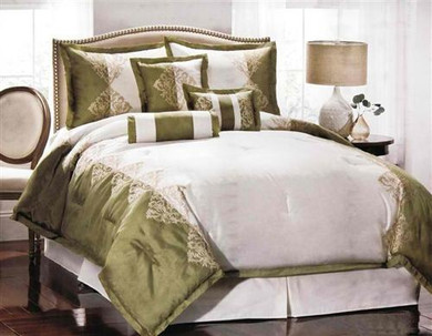 Danbury 7 PC Queen Size Comforter Set Sage Green - Comforter Set Queen