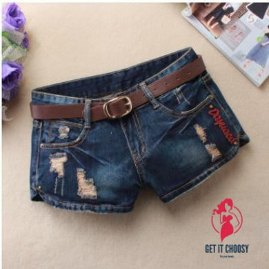 Mini Shorts Women'S Rivet Holes Jeans Low Waist Shorts Without Belt Ripped Denim Short Mini Shorts Women'S Rivet Holes Jeans Low Waist Shorts Without Belt Ripped Denim Short