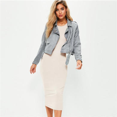Cotton Long Solid O-Neck Short Sleeve Office Dress