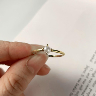 Delicate Mini Pearl Thin Ring Minimalist basic Style