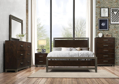 Acme 26677EK Charleen Walnut Wood Finish 4 Piece Eastern King Bedroom Set