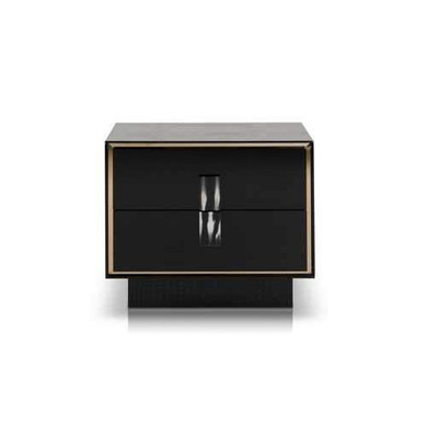 Modern Black Crocodile Lacquer Nightstand