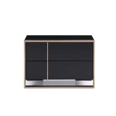 Modern Black & Brushed Bronze Right Nightstand