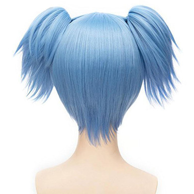 Short Straight Ponytails Blue Synthetic Cosplay Wig