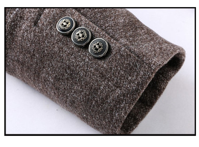 Men's Casual Wool Trench Coat Long Thicken Slim Overcoat Jacket Male Peacoat
