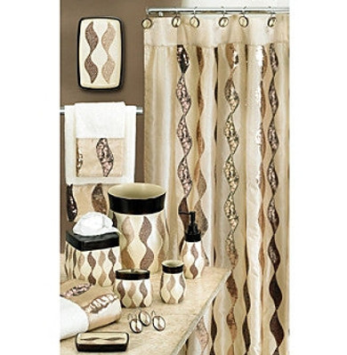 Shimmer Gold Shower Curtain - 5PC Bath Accessory Set