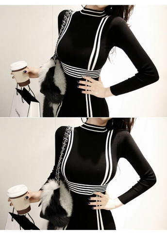Stretch Bodycon Striped Sheath Pencil Dresses