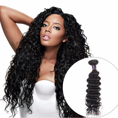Peruvian Deep Wave, Human Hair Weave 3 Bundles, Natural Color Non Remy Hair Extension