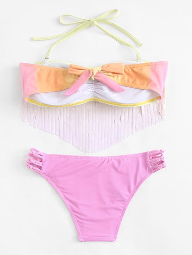 Ombré fringe 2 piece bikini swimsuit