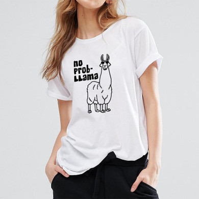 No probllama printed funny tshirt