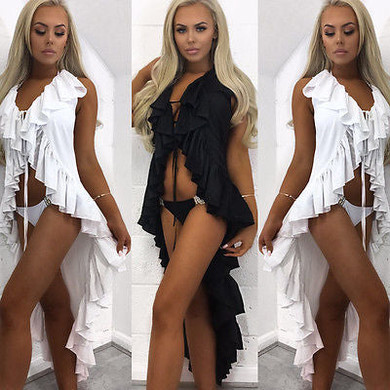 Blazing Ruffle high low bikini coverup dress