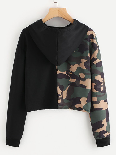 Camo panel pullover fashion sweatshirt