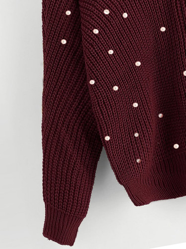Pearl detail knitted sweater