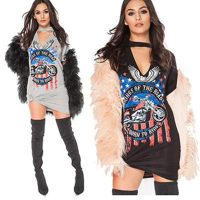 Kings of the road distressed choker tshirt dress