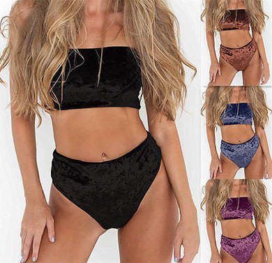 Sexy velvet 2 piece bikini swimsuit set