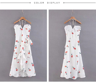 Boho Strapless Floral Print Midi Dress