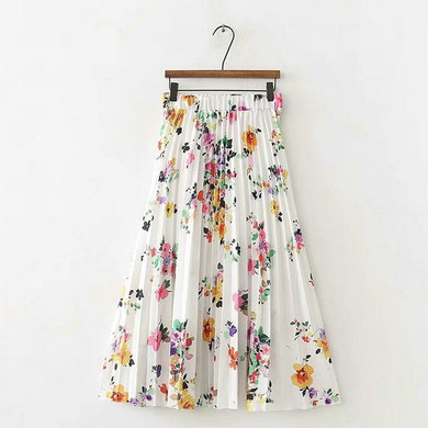 Summer floral pleated skirt