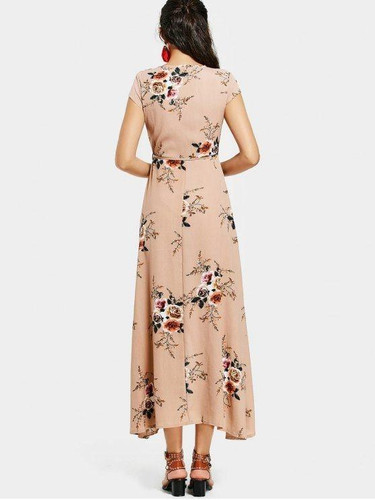 Floral Asymmetrical Wrap Maxi Dress
