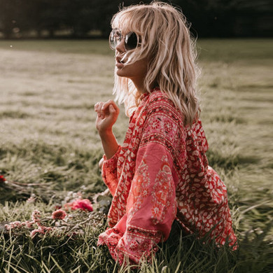 Boho Hippie Flower Print Mini Dress