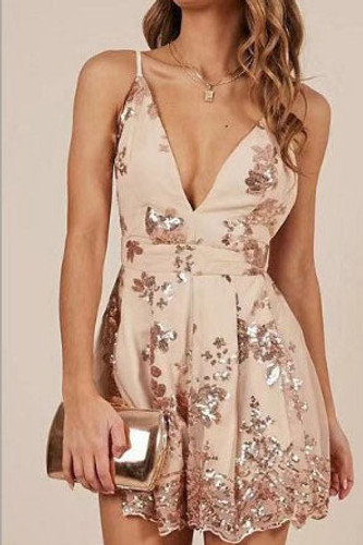 Spaghetti Straps Criss Cross Mini Party Dress with Sequins