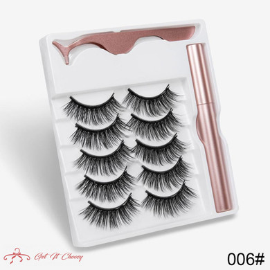 5 Pairs Magnetic Eyelashes Natural long Magnetic Eyeliner Magnetic False Eyelashes Tweezer Set Makeup Set Eyelash Extension