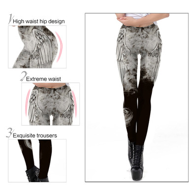 Dark Grey Angel Wing Leggings