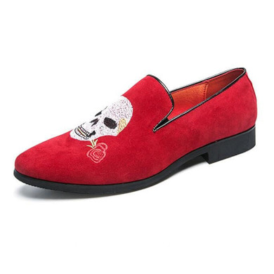 Skull Embroidery Loafers Men