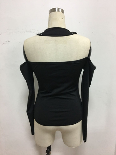 Women's Vintage Style Lace-Up Cold Shoulder Halter Top Women's Vintage Style Lace-Up Cold Shoulder Halter Top