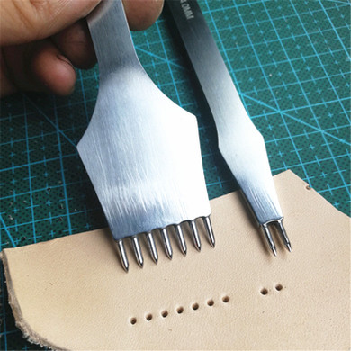 Junetree Leather Tools Treatments Crafts DIY stitching punch Pricking Iron 3mm /4mm spacing 2+7 Prong
