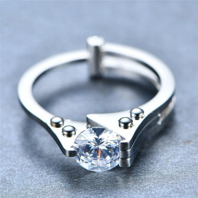 Solitaire Diamond Handcuff Ring