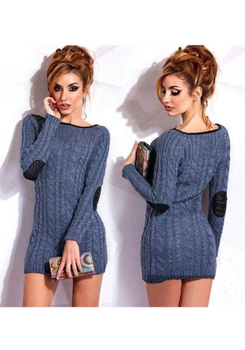 Dark Blue Round Neck Long Sleeve Fashion Pullover Sweater Dark Blue Round Neck Long Sleeve Fashion Pullover Sweater