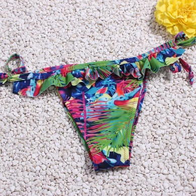 Red Floral 2-in-1 Lace Condole Belt Tie Back Ruffle Swimwear