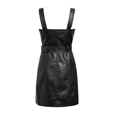 Faux Leather Backless Strap Dress
