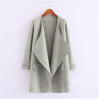 Grey Plain Pockets Long Sleeve Casual Cardigan Sweater Grey Plain Pockets Long Sleeve Casual Cardigan Sweater