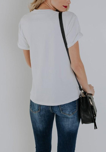 White Winebottle Monogram Print Round Neck Casual Going out T-Shirt