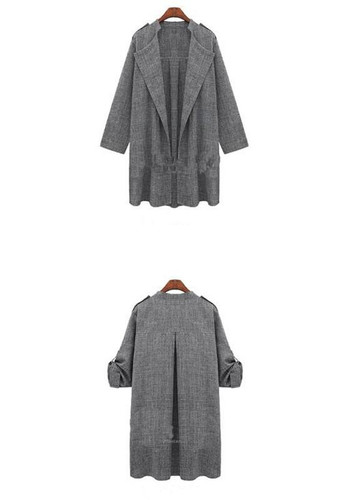 Grey Patchwork Draped Turndown Collar Long Sleeve Outerwear
