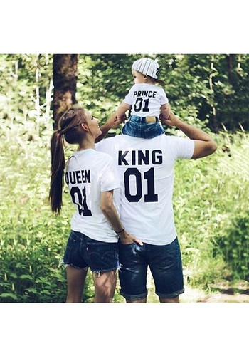 White Monogram Print Round Neck Casual T-Shirt