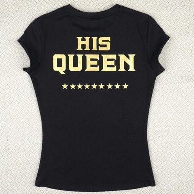 Black Letter Stars Print Round Neck Short Sleeve Casual T-Shirt