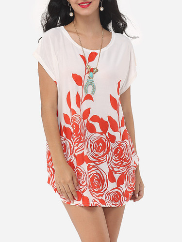 Casual Bohemian Floral Printed Round Neck Short Sleeve T-shirt Casual Bohemian Floral Printed Round Neck Short Sleeve T-shirt