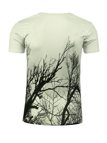 Casual Round Neck 3D Trees Pattern Printed T-Shirt