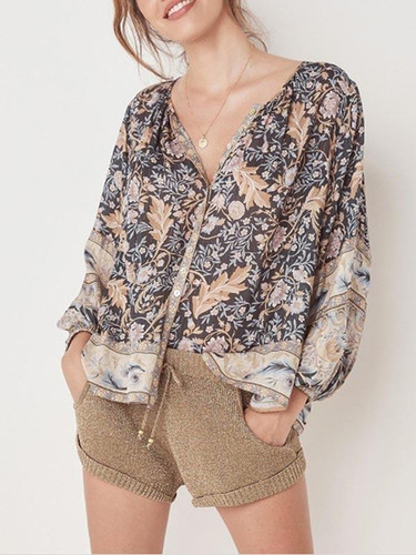 Loose Printed Bohemia Blouse Top