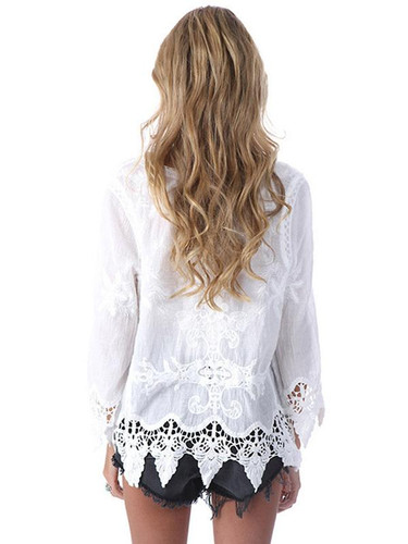 Long Sleeves Bohemia V-neck Floral Blouses&shirts Tops
