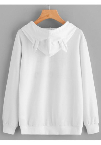 White "It's a Unicorn" Print Pockets Drawstring Cute Hooded Sweatershirt