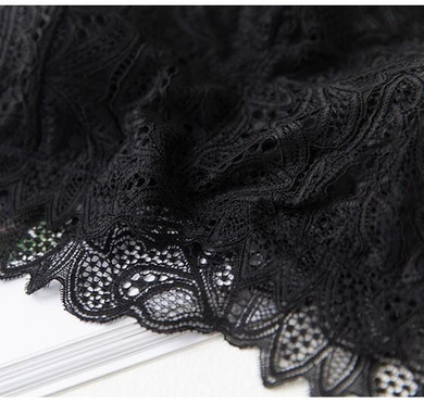 Black Patchwork Lace Hollow-out V-neck Slim Vest