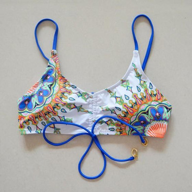 White Tribal Floral Print Cleavage Bowknot Spaghetti Strap Two Piece Bikini Swimwear White Tribal Floral Print Cleavage Bowknot Spaghetti Strap Two Piece Bikini Swimwear