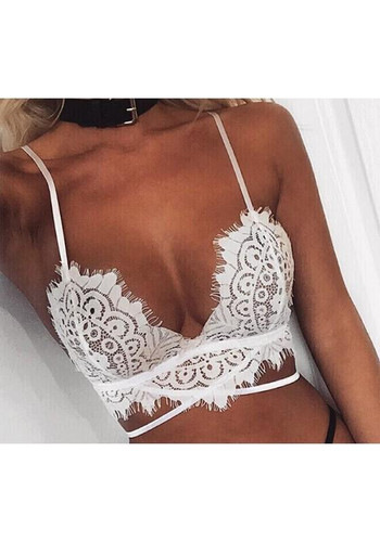 White Patchwork Lace Hollow-out Spaghetti Strap Slim Vest