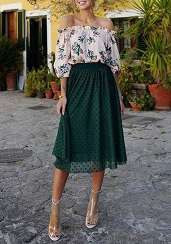 Pink Floral Boat Neck Ruffle Off Shoulder Long Sleeve Fashion Blouse