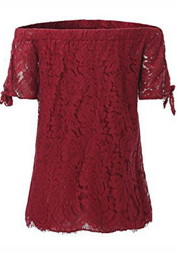 Burgundy Lace Off Shoulder Backless Plus Size Sweet Going out Blouse Burgundy Lace Off Shoulder Backless Plus Size Sweet Going out Blouse