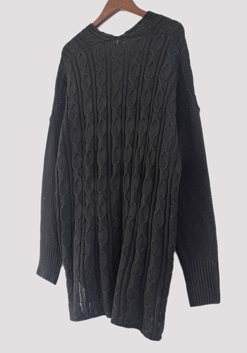 Black Oversize V-neck Long Sleeve Fashion Pullover Sweater