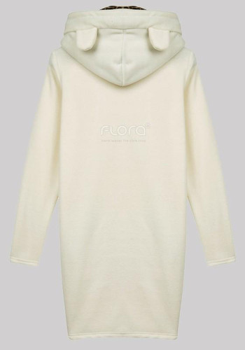 White Leopard Print Pockets Long Sleeve Fashion Hooded Sweatshirt